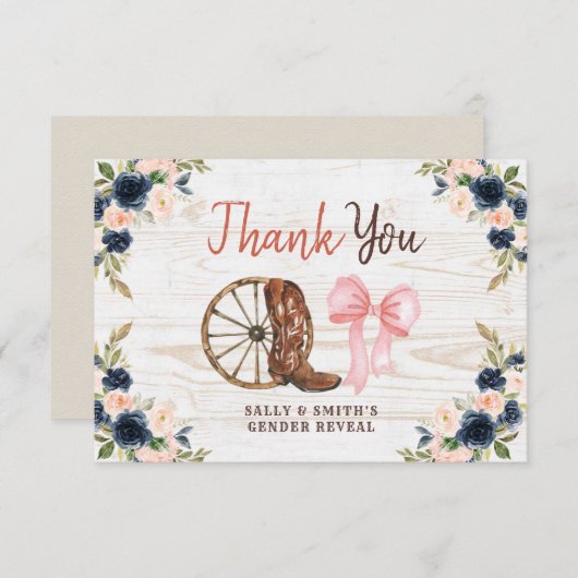 カントリーブーツまたは船首ジェンダーの表示サンキューカード サンキューカード (正面/裏面)