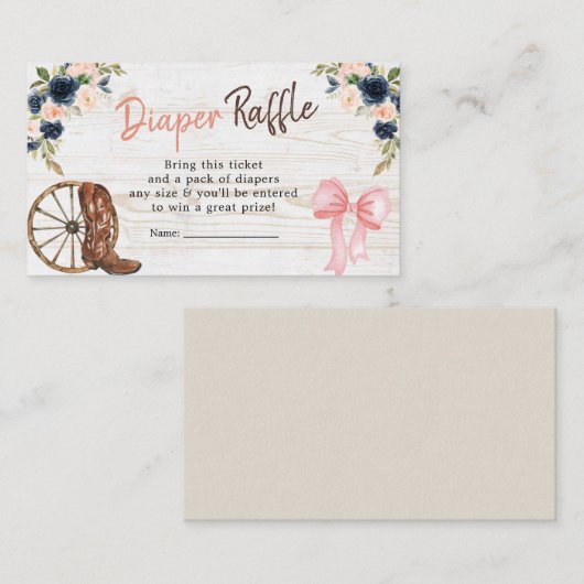 カントリーブーツまたは船首性別おむつラッフルを明らかにする エンクロージャーカード (正面/裏面)