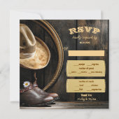 カントリーブーツハット&バーンウッドウェディングRSVPカード 招待状 (裏面)