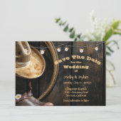 カントリーブーツハット&バーンウッド日付を保存 招待状 (スタンド正面)