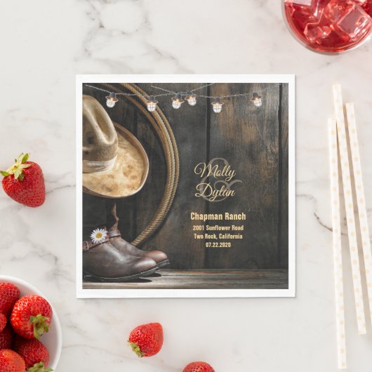 カントリーブーツハット、バーンウッド結婚ズ紙ナプキンス スタンダードランチョンナプキン (インサイチュ)