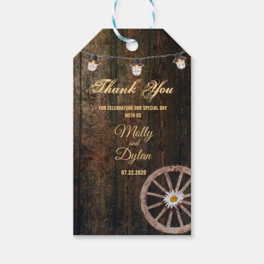カントリーブーツハット&バーンウッド結婚ズ ギフトタグ (正面)