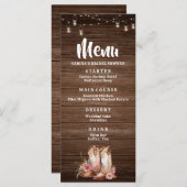 カントリーブーツ素朴女性のカーボーイフローラ誕生日メニュー メニュー (正面/裏面)