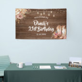 カントリーブーツ素朴女性のカーボーイ誕生日ラージ 横断幕 (トレードショー)