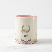 カントリーブーツ&ホースシューと花とベージュ ツートーンマグカップ (中央)