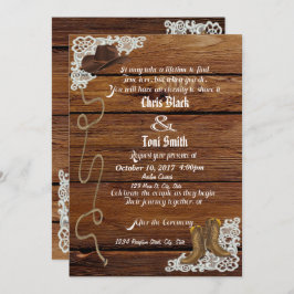 カントリーブーツ&レース結婚式の招待 招待状