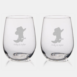 カントリーブーツ，帽子とバーンウッド結婚ズ ステムなしワイングラス