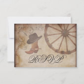 カントリーブーツWagonホイールウェディングRSVPカード 出欠カード (裏面)