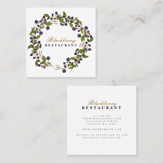 カントリーブ素朴ラックベリー秋オータムリース スクエア名刺 (正面/裏面)