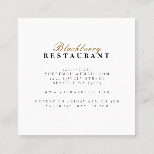 カントリーブ素朴ラックベリー秋オータムリース スクエア名刺 (裏面)