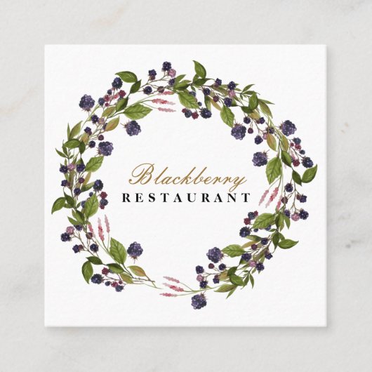 カントリーブ素朴ラックベリー秋オータムリース スクエア名刺 (正面)