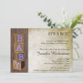 カントリーブ素朴ルーブロックベビーシャワー招待状 招待状 (スタンド正面)