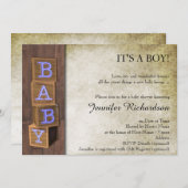 カントリーブ素朴ルーブロックベビーシャワー招待状 招待状 (正面/裏面)