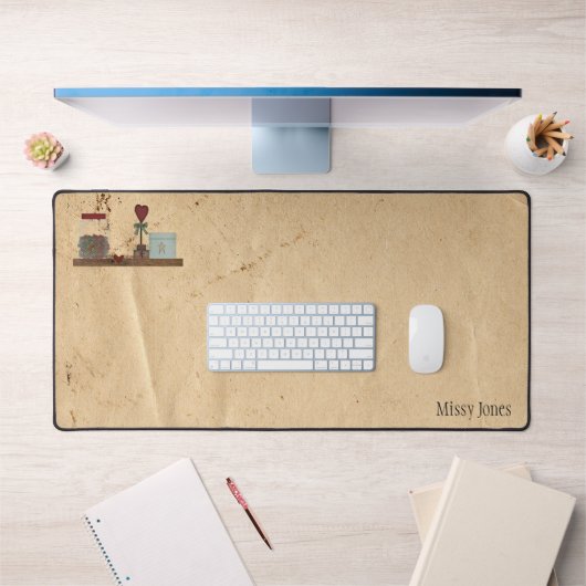 カントリープリミティブ名前をカスタムする デスクマット (オフィス1)