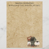 カントリープリムフォークアートグリーンサルトボックスシープドライ レターヘッド (正面)