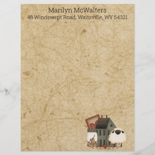 カントリープリムフォークアートグリーンサルトボックスシープドライ レターヘッド (正面)