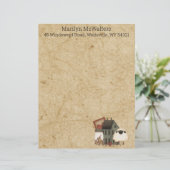 カントリープリムフォークアートグリーンサルトボックスシープドライ レターヘッド (スタンド正面)