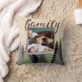 カントリープレイドと松の家族の写真 クッション (ブランケット)
