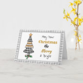 カントリープレイドクリスマスツリー |と明メリーるい カード (黄色い花)