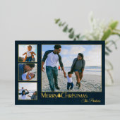 カントリープレイド伝統的クリスマス写真 箔シーズンカード (立ち正面)