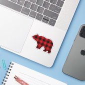 カントリーベア – 赤と黒の格子縞 シール (ノートパソコンとiPhone)
