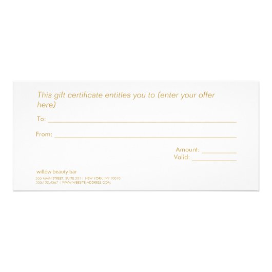 カントリーホリデーウッドギフト証明書 ラックカード (裏面)