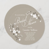 カントリーホワイトフローラブライダルシャワーサークル招待状 招待状 (正面/裏面)