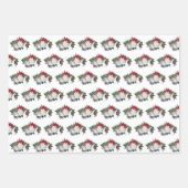 カントリーホワイトラビットティーカップポイントセティアクリスマス ラッピングペーパーシート (正面3)