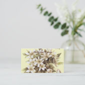 カントリーホワイトワイルドフラワーパステル結婚イエロー 名刺 (スタンド正面)