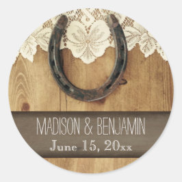 カントリーホースシューレース結婚のシールラベル ラウンドシール