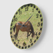 カントリーホース子馬フォールベビーズグラ食べ物ス ラージ壁時計 (傾斜)