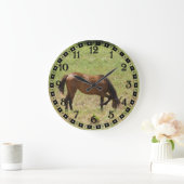 カントリーホース子馬フォールベビーズグラ食べ物ス ラージ壁時計 (ホーム)