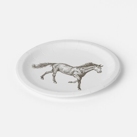 カントリーホース結婚ズウェスタン素朴ブライダルシャワー ペーパープレート (アングル)