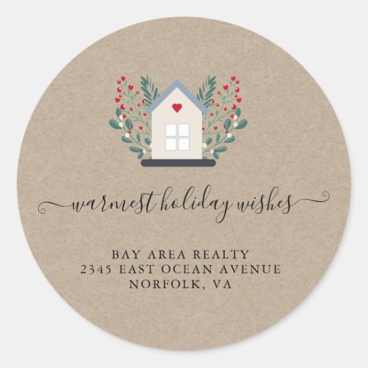 カントリーホーム不動産仲介業者ホリデーウィンターグリーナリーロゴ ラウンドシール (正面)