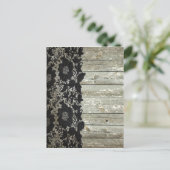 カントリーボヘミアンブラックレース古い素朴なバーンウッド ポストカード (スタンド正面)