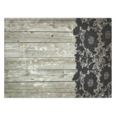 カントリーボヘミアンブラックレース古い素朴な納屋の木 テーブルクロス (正面(横))