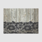 カントリーボヘミアンブラックレース古い素朴な納屋の木 薄葉紙 (正面)