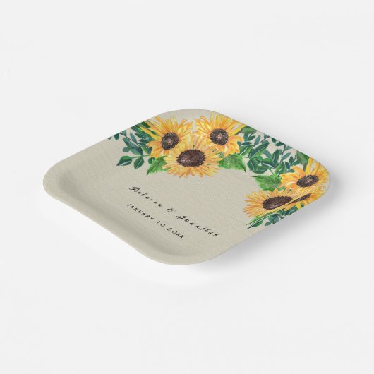 カントリーボホサンフラワー結婚ズ ペーパープレート (傾斜あり)