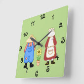 カントリーボーイ&ガールスクエアウォールクロック スクエア壁時計 (傾斜)