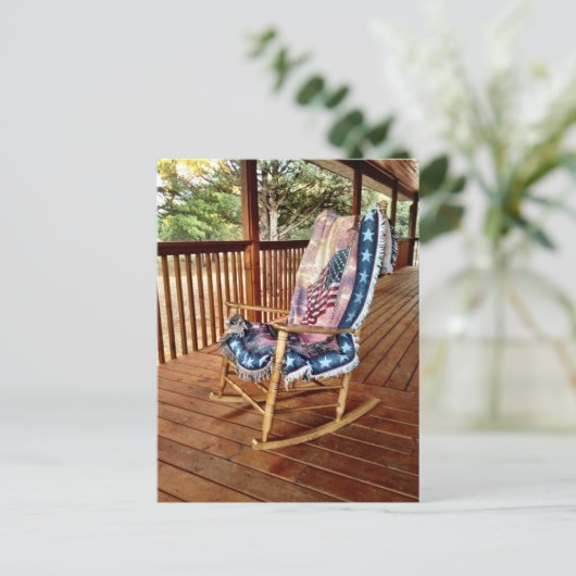 カントリーポーチロッカーアメリカ国旗の投げポストカード ポストカード (スタンド正面)