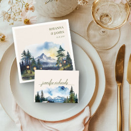 カントリーマウンテンフォレストウォーターカラー プレイスカード