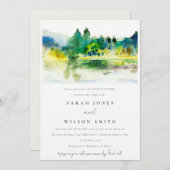 カントリーマウンテンリバーランドスケープカップルシャワー 招待状 (正面/裏面)