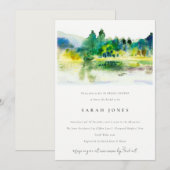 カントリーマウンテンリバーランドスケープブライダルシャワー 招待状 (正面/裏面)