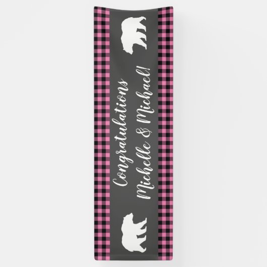 カントリーママベビーベビーシャワー少女ピンク 横断幕 (縦)