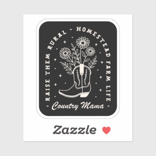 カントリーママ女性のカーボーイウェスタン引用文ブラック シール (シート)