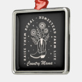 カントリーママ女性のカーボーイウェスタン引用文ブラック メタルオーナメント (左)
