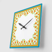 カントリーマリーゴールドボーダー スクエアウォールクロック スクエア壁時計 (傾斜)