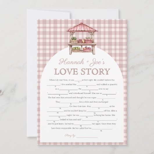 カントリーマーケットブライダルシャワーラブストーリーゲームカード 招待状 (正面)