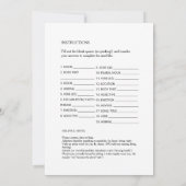 カントリーマーケットブライダルシャワーラブストーリーゲームカード 招待状 (裏面)