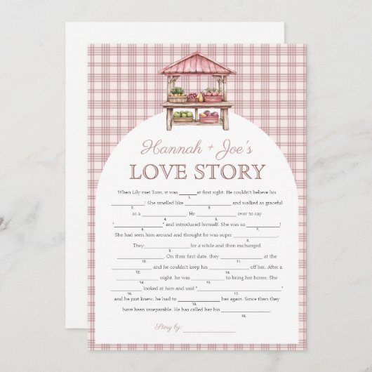 カントリーマーケットブライダルシャワーラブストーリーゲームカード 招待状 (正面/裏面)